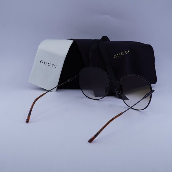 Gucci GG1416SK 004 Round Sunglasses - Black\Brown Gradient - Picture 4 of 10